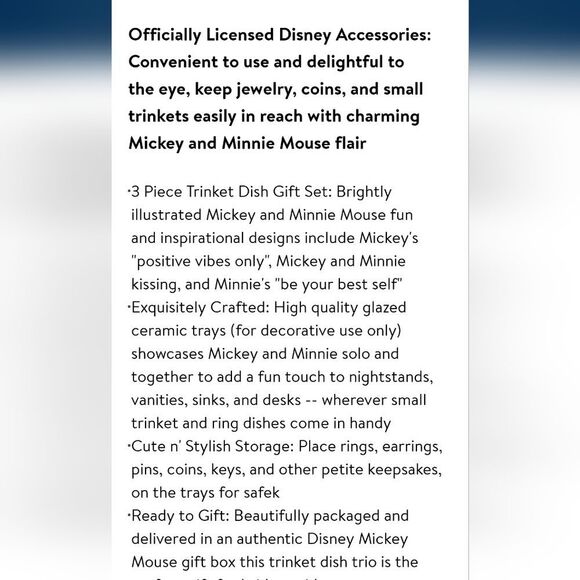 Disney Mickey & Minnie Mouse Ceramic Jewelry Trays/Trinkets - Picture 6 of 10